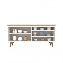 Buffet 4 Portas cor Madeira Natural e Azul