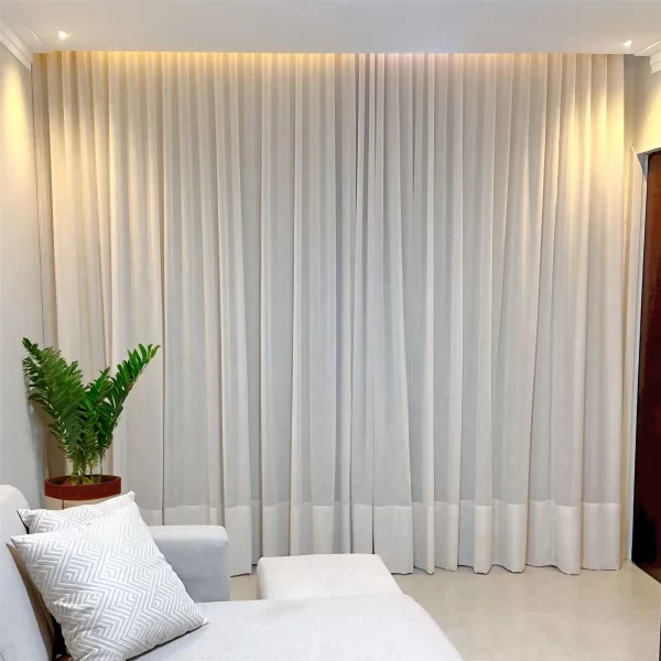 Cortina Sala de Linho c/ Blackout 80% p/ trilho